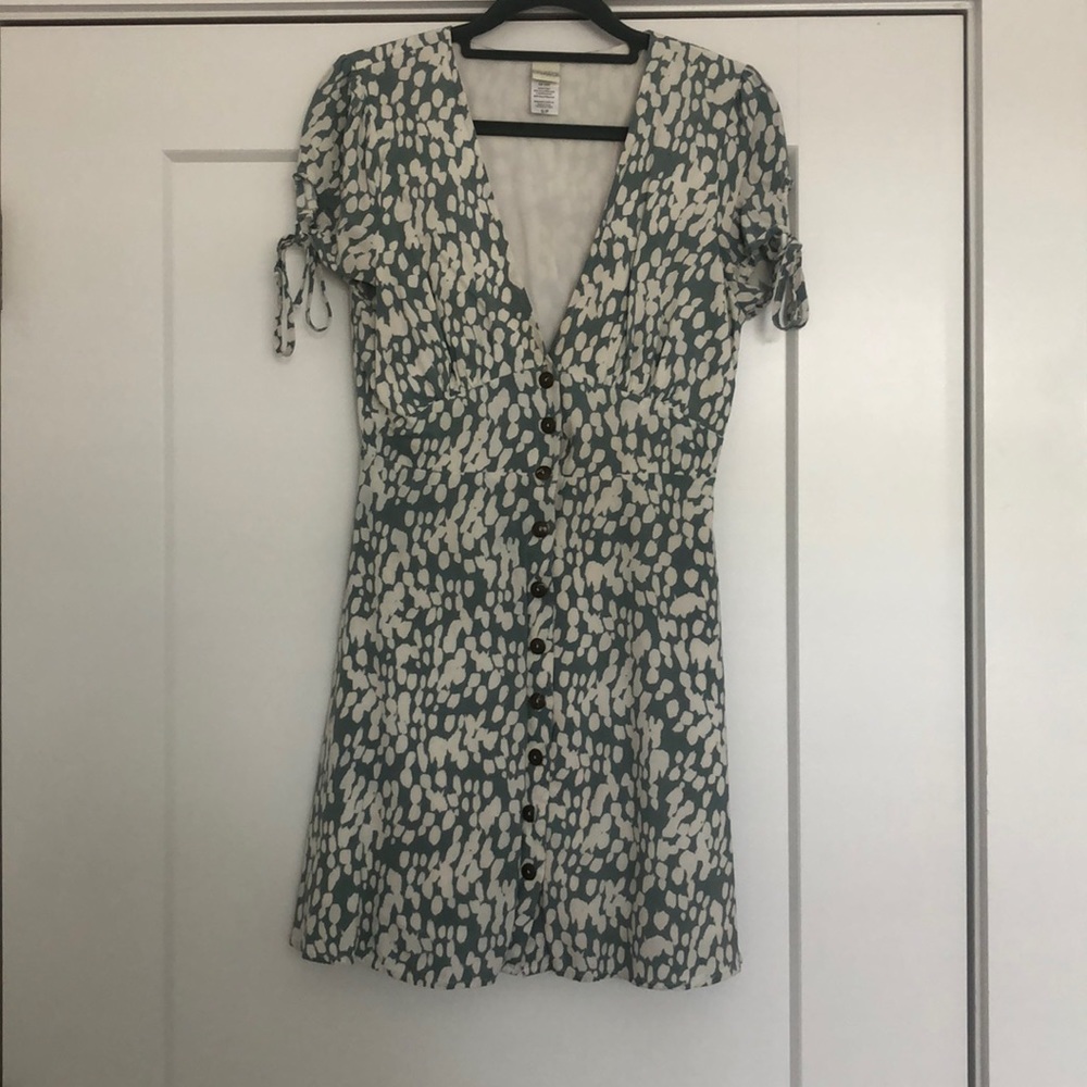 L*Space Green & Cream Patterned Button Up Dress - image 2